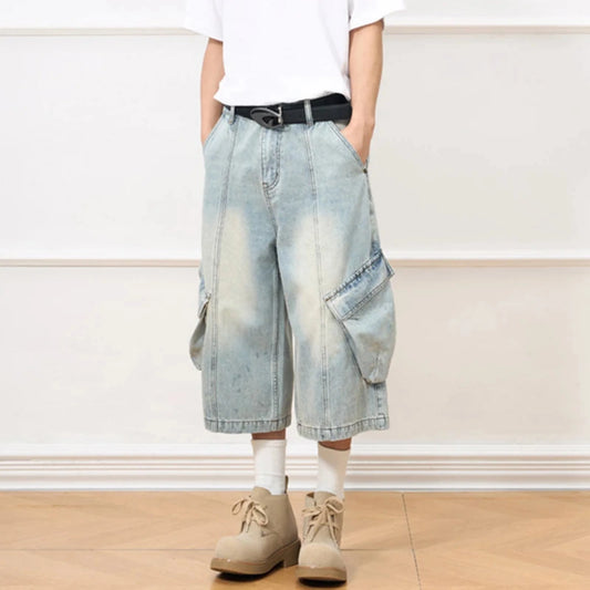 Men's Denim Bermuda Cargo Shorts