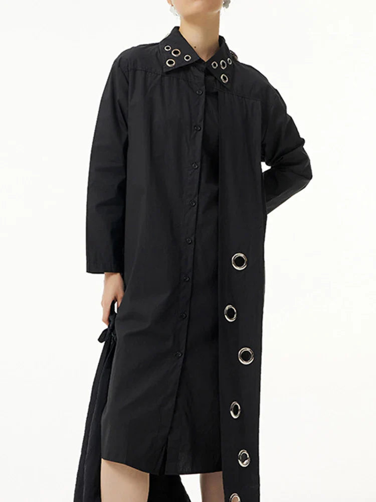 Black Eyelet Blouse Shirt Dress