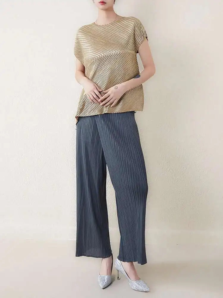 Metallic Japanese Pleated Dolman Top