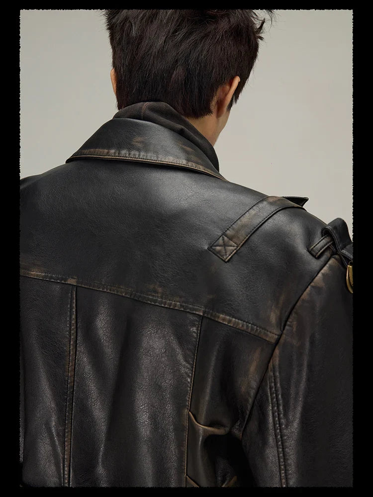 Men's Black Vegan Leather Trench Coat - Luxury Streetwear