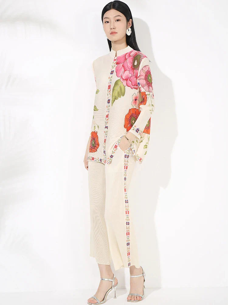 Luxury Pleated Pant Suit Set