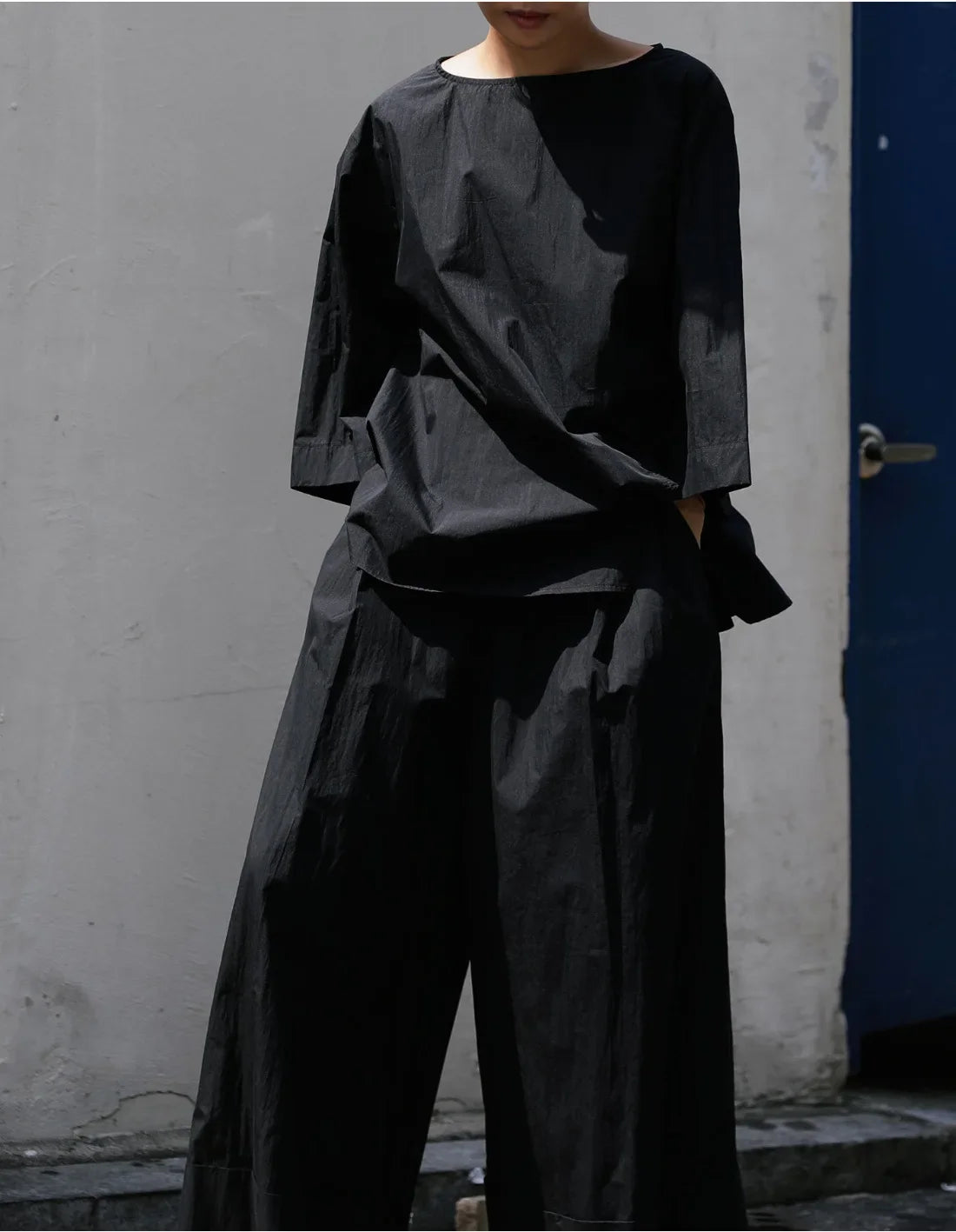 Japanese Cotton Top with Asymmetrical Ruching