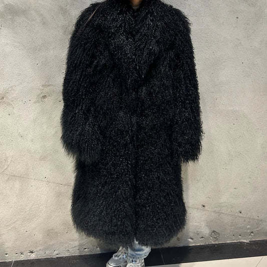 Luxury Genuine Mongolian Sheepskin Fur Coat