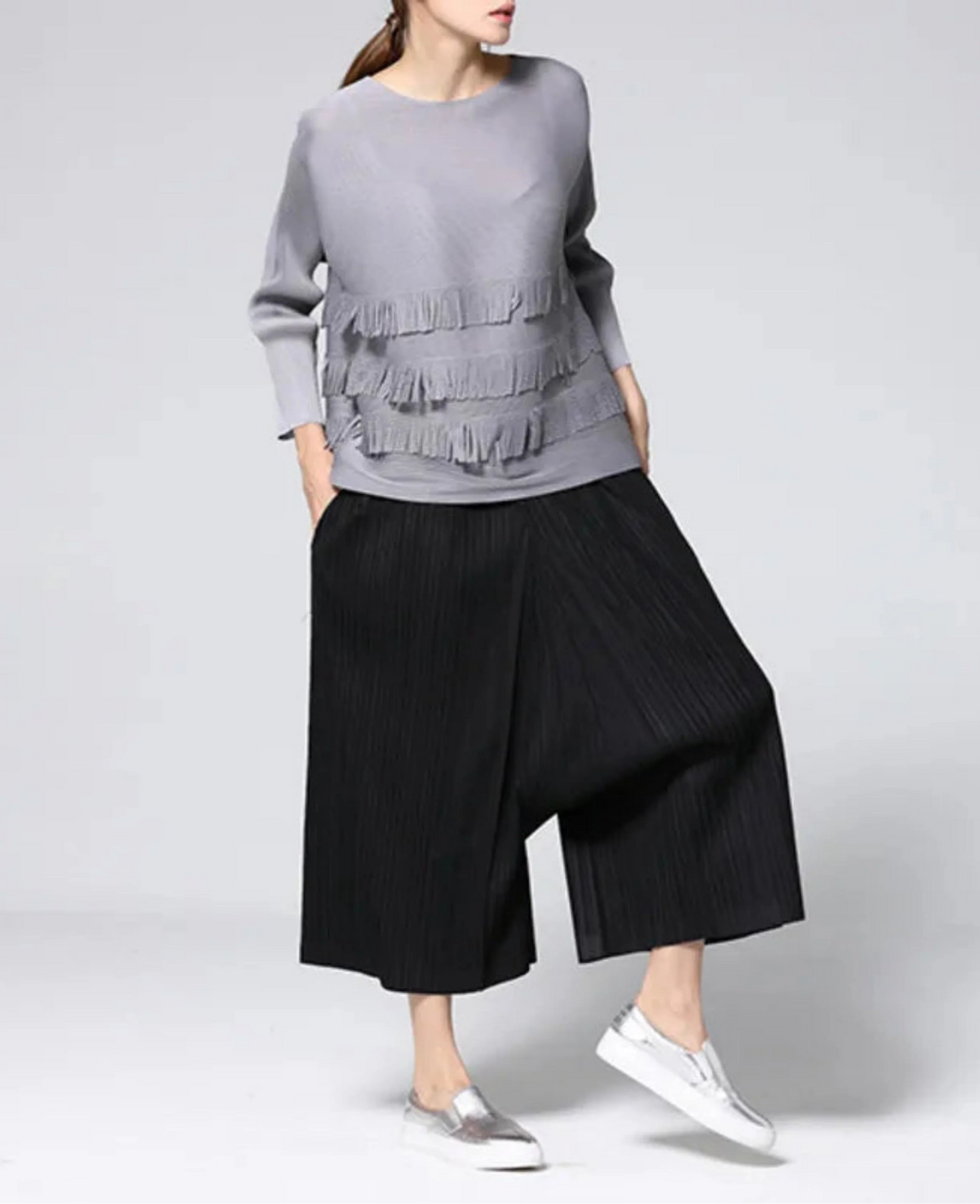 Pleated Relaxed Palazzo Top & Pant Set