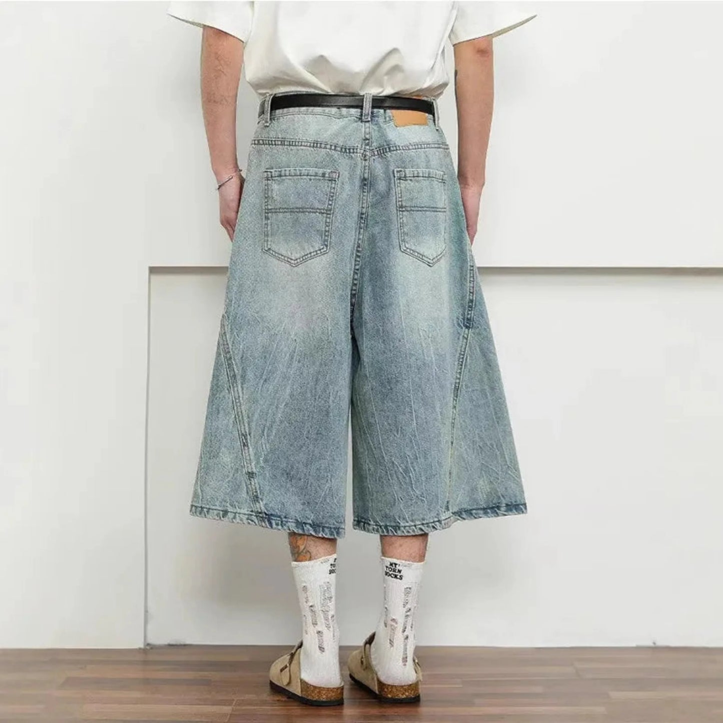Men's Luxury Washed Denim Long Shorts