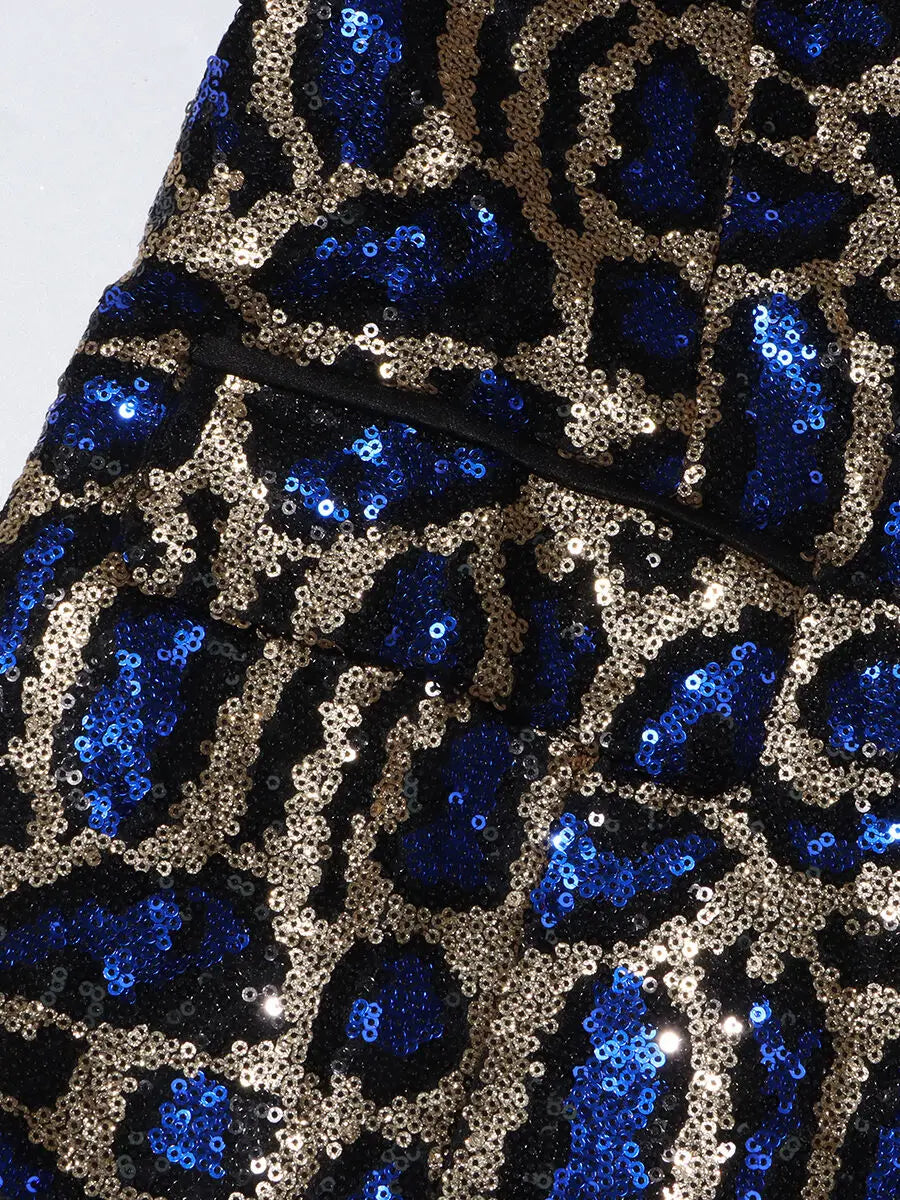 HEYFANCYSTYLE Glam Leopard Sequin Blazer