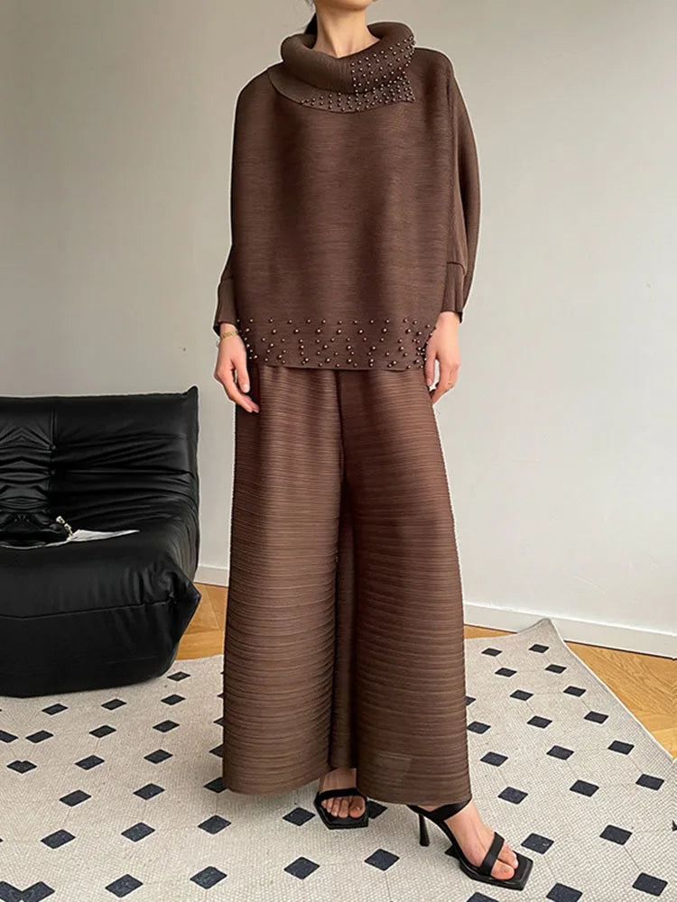 Pleated Sweater & Pant Set - Exclusive Design