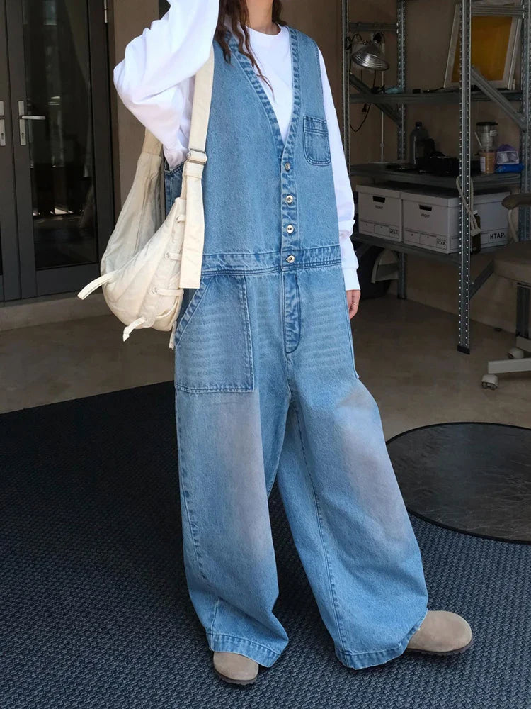 Japanese Denim Relaxed Fit Jumpsuit