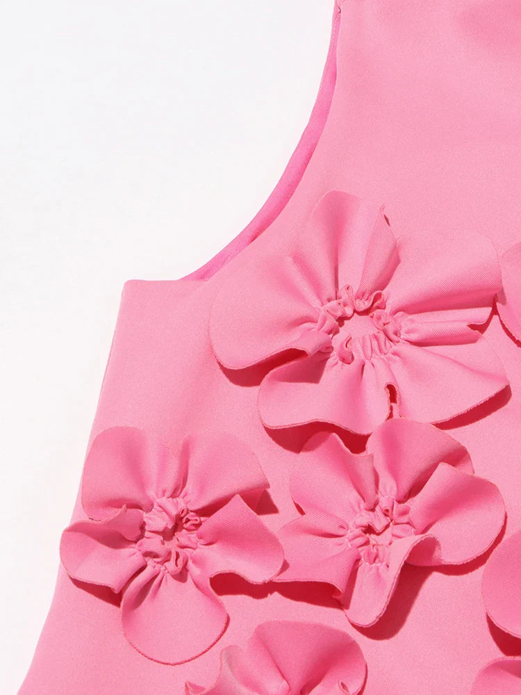 Luxe 3D Floral Midi Sleeveless Dress