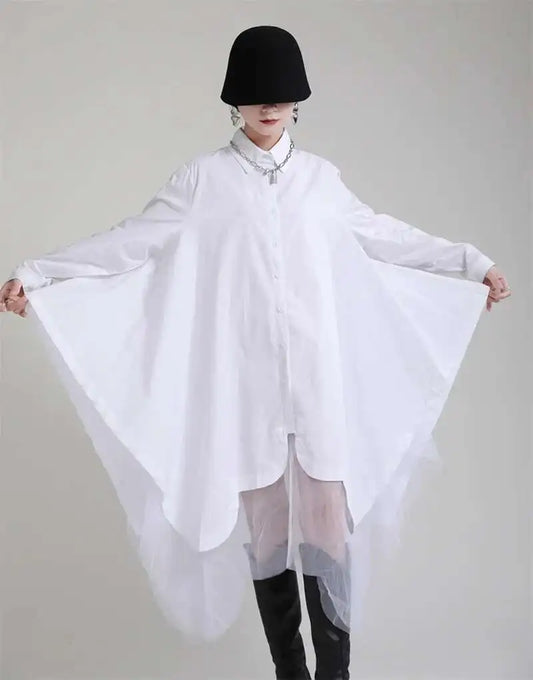 Avant-Garde Asymmetric Hem Tunic Dress