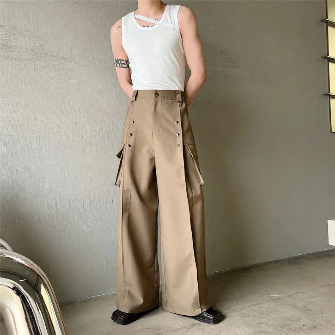 Men's Collins Wide-Leg Pleated Suit Cargo Pants