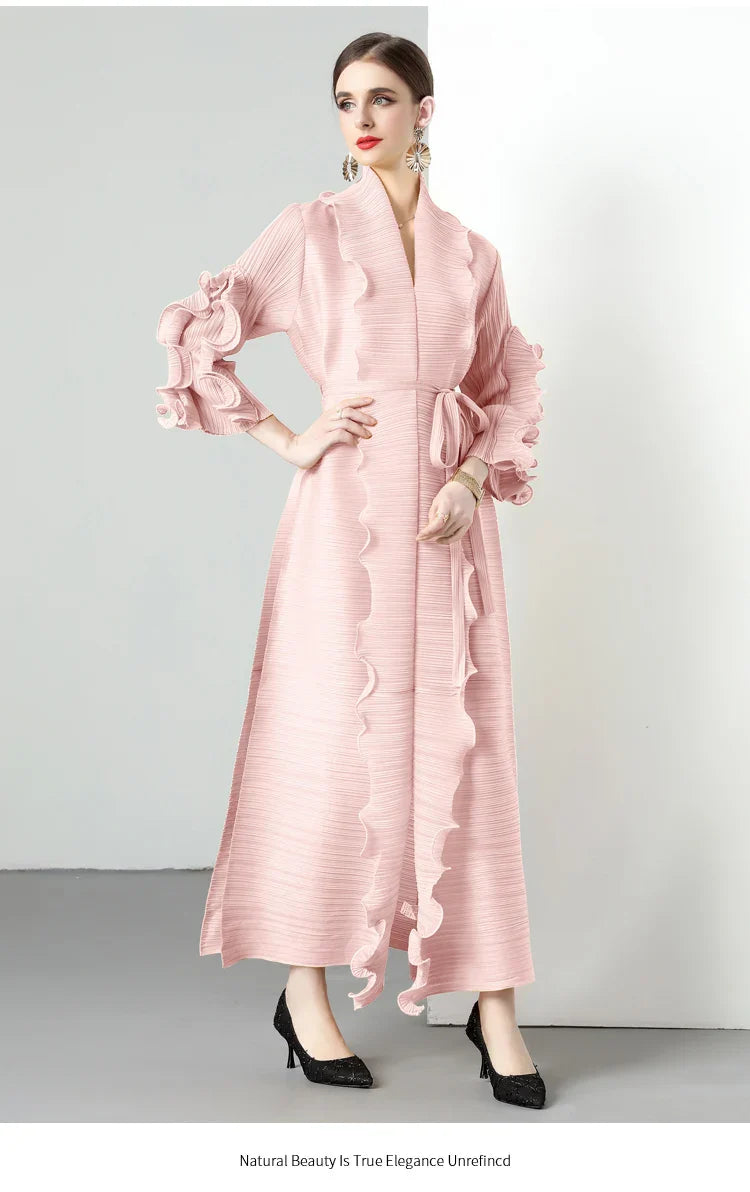 Women's Loose Fit Pleated Long Coat â€?Elegant Outerwear