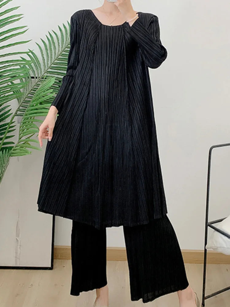 Luxury Oversized Pull-On Pleated Pants & Top Set