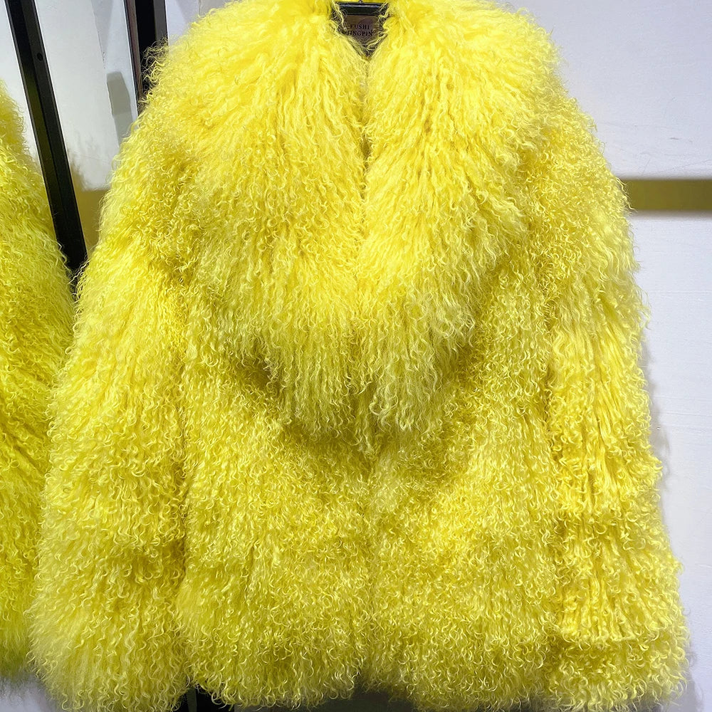 100% Genuine Fur Plush Shaggy Coat