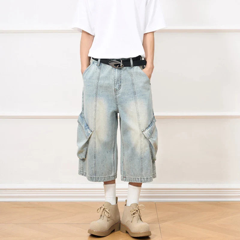 Men's Denim Bermuda Cargo Shorts