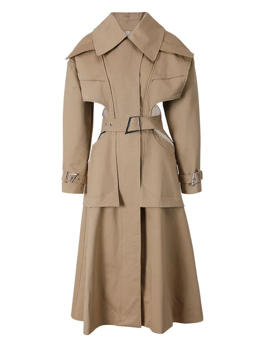 Luxury Avant-Garde Belted Trench Coat