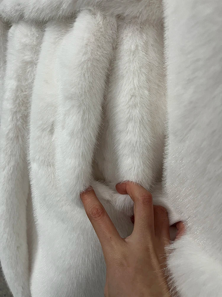 Women's Luxe Long Coat with Faux Fur Collar & Cuffs