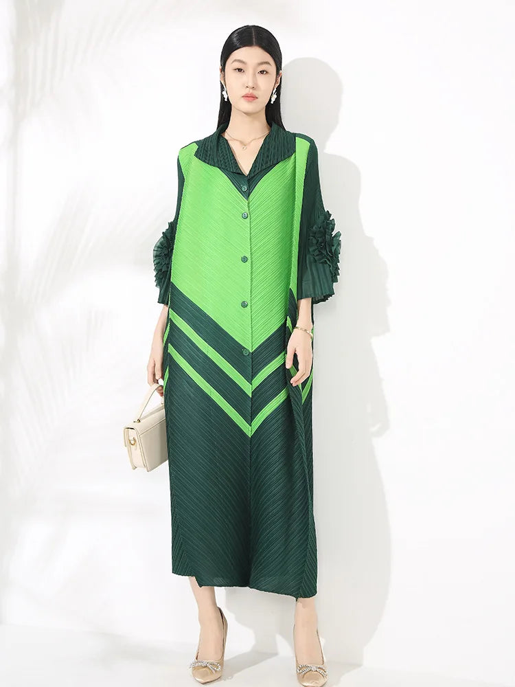 Plissé Pleated Blouse Dress