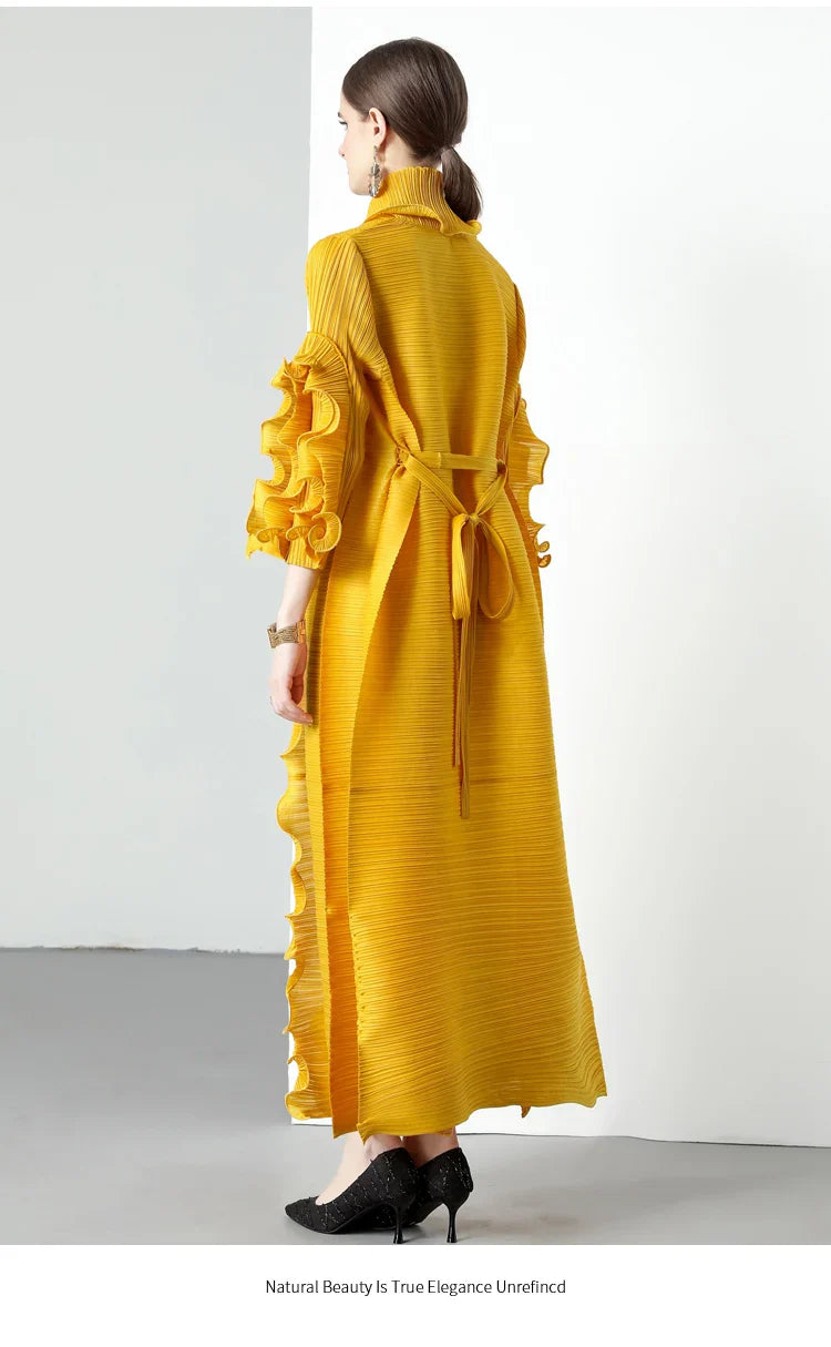 Women's Loose Fit Pleated Long Coat â€?Elegant Outerwear