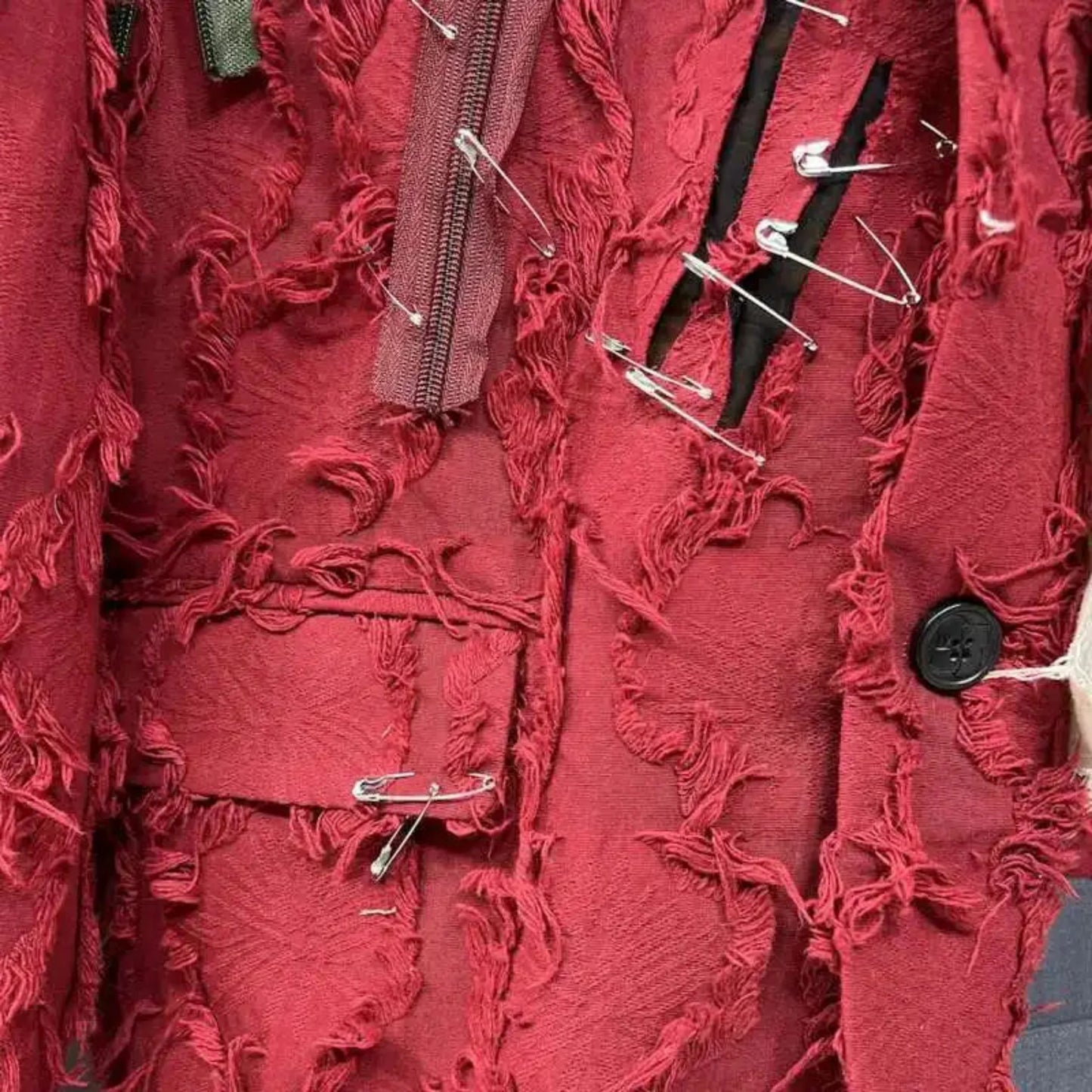 Men's Designer Red Frayed Blazer