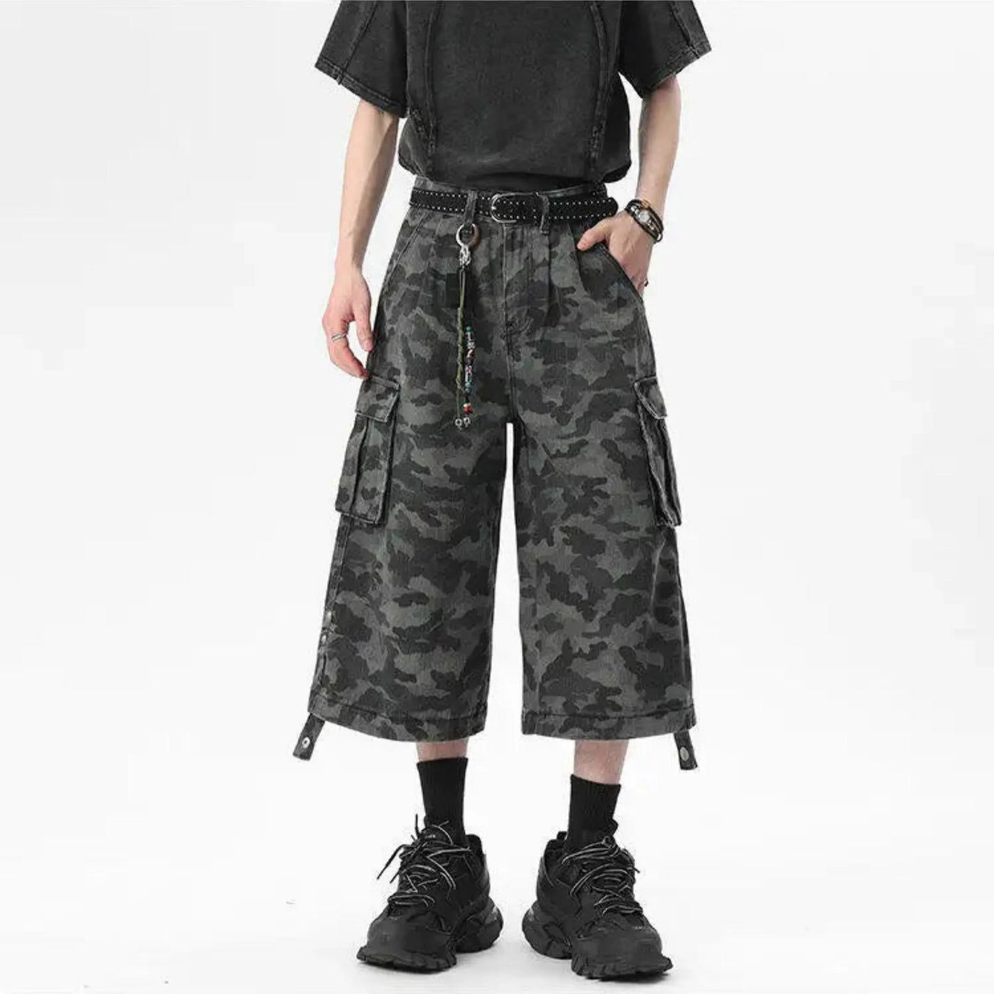 Men's Luxury Streetwear Camo Cargo Long Shorts