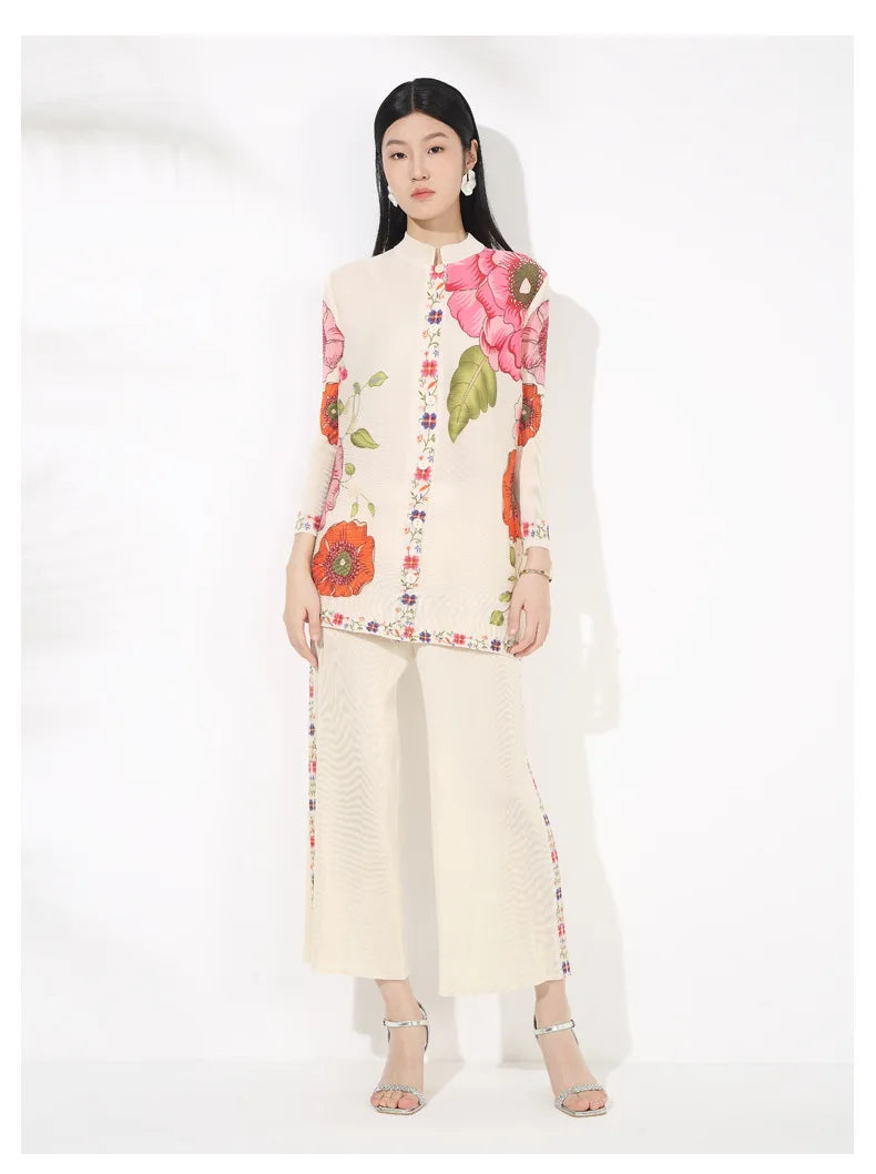 Luxury Pleated Pant Suit Set