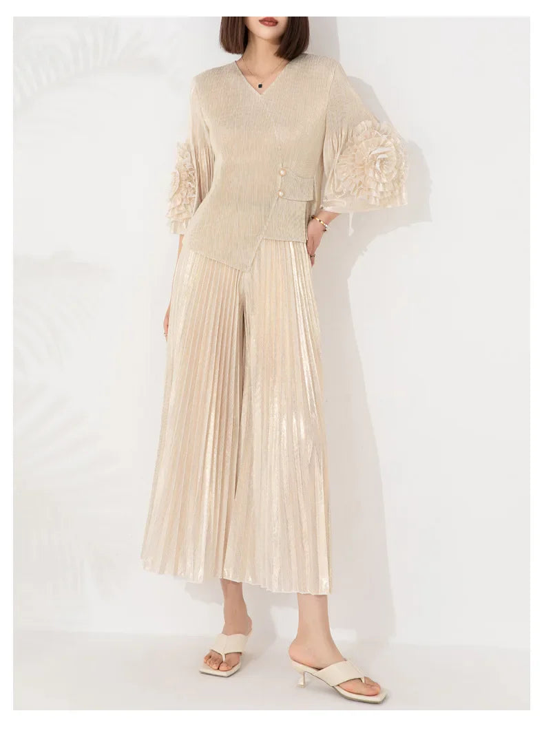Floral Top & Truly Pleated Trousers Set