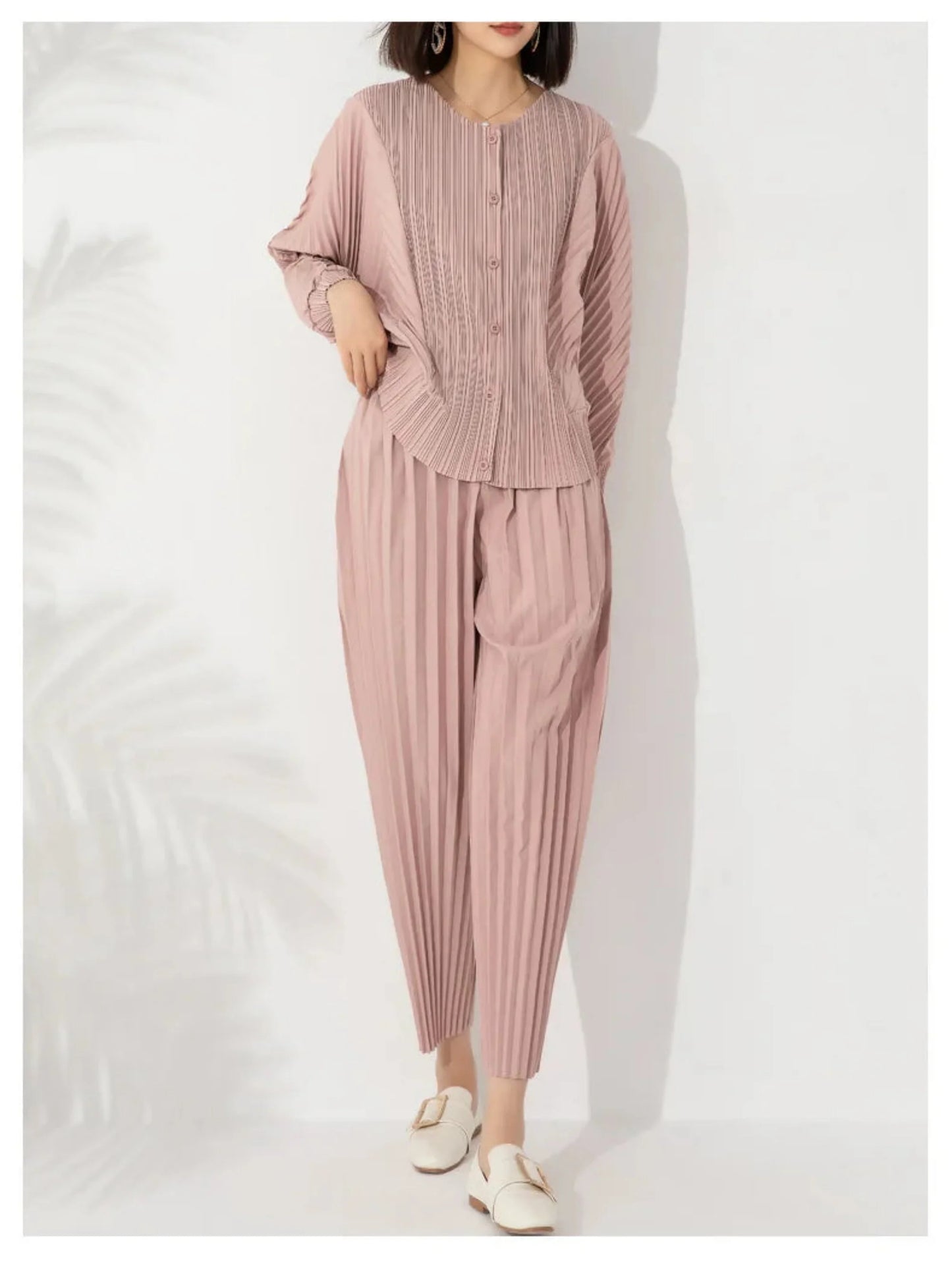 Luxe Japanese Pleated Plisse Top & Pull-On Pants