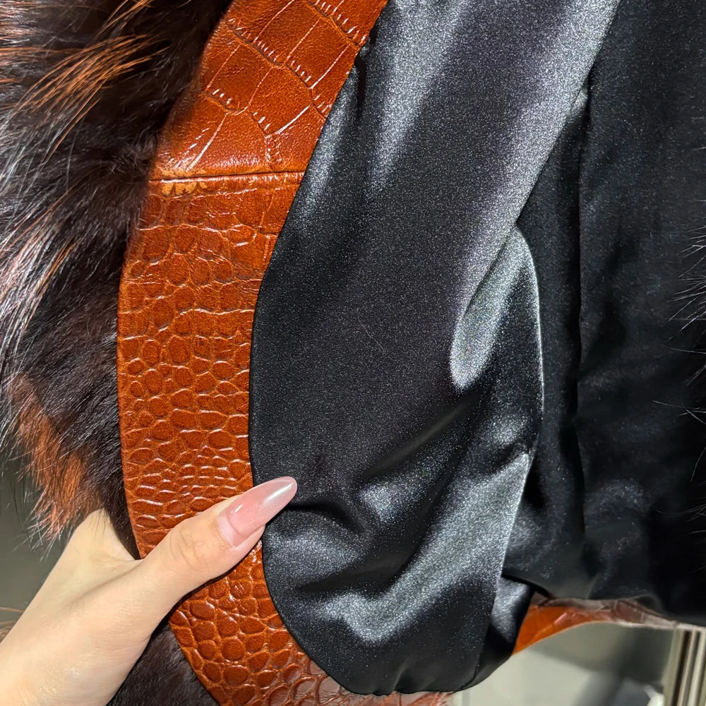 Leather Jacket with Fur Sleeves