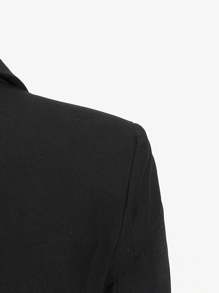 Slim Fit Cropped Blazer with Crystal Chain