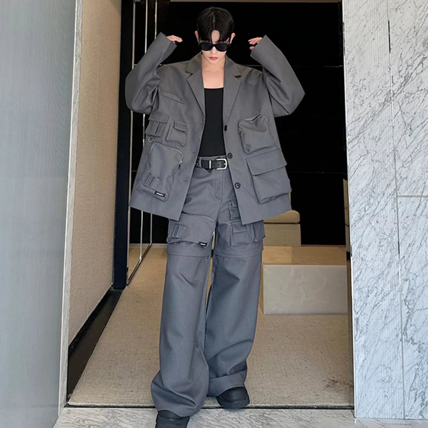 Men's Oversized Utility Jacket & Convertible Pants/Shorts
