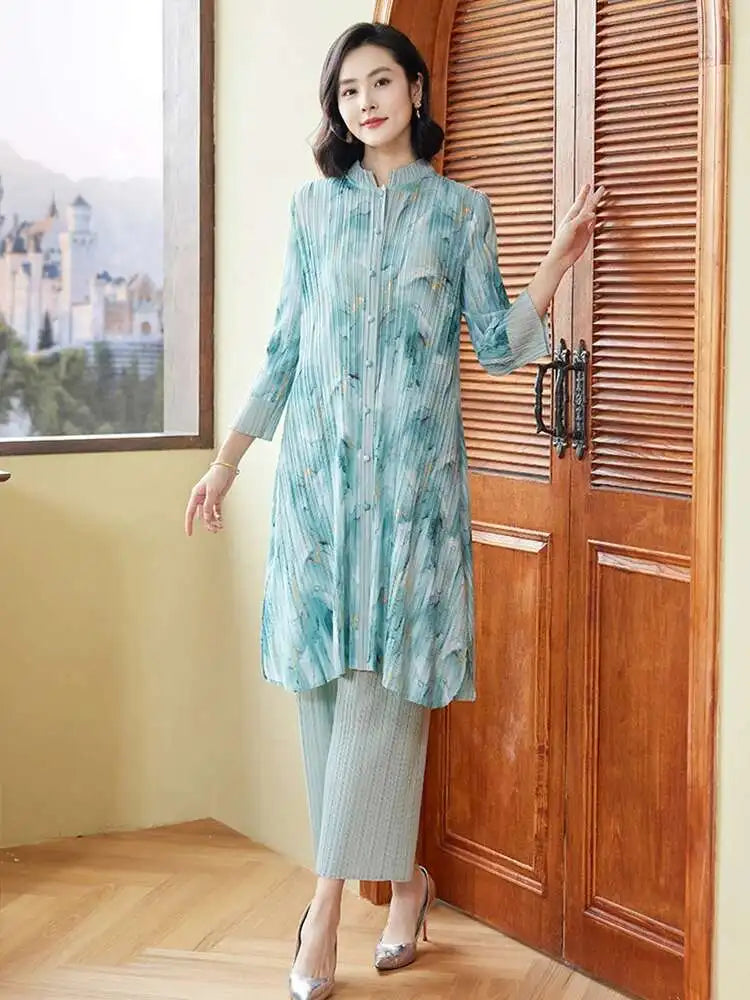 Luxury Draped Fit Pleated Set