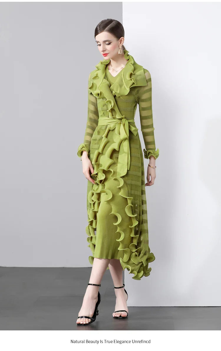 Women's Luxe 2 Piece Pleated Dress Coat Set