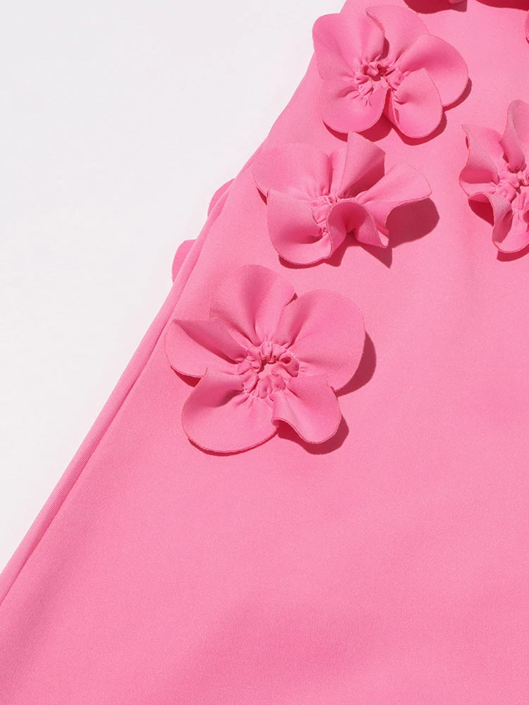 Luxe 3D Floral Midi Sleeveless Dress