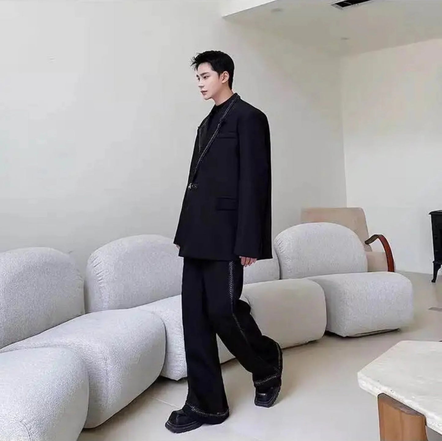 Exclusive Men's Relaxed Suit with Chain Detailing
