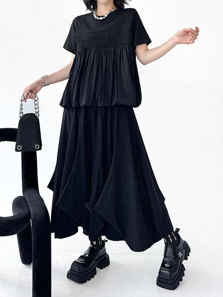 Black Dramatic Drape Pull-On Pants