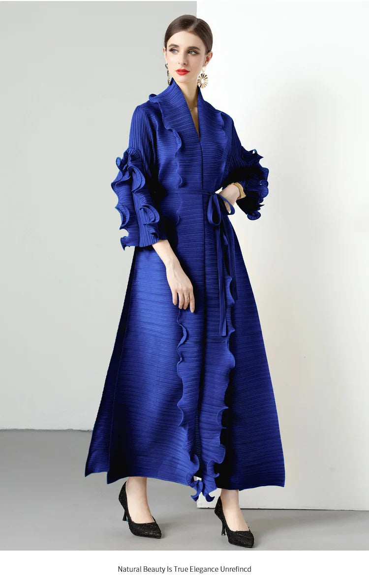 Women's Loose Fit Pleated Long Coat â€?Elegant Outerwear