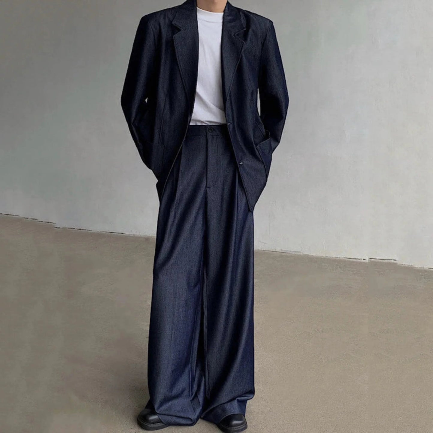 Men's Luxury Dark Denim Oversized Suit Set