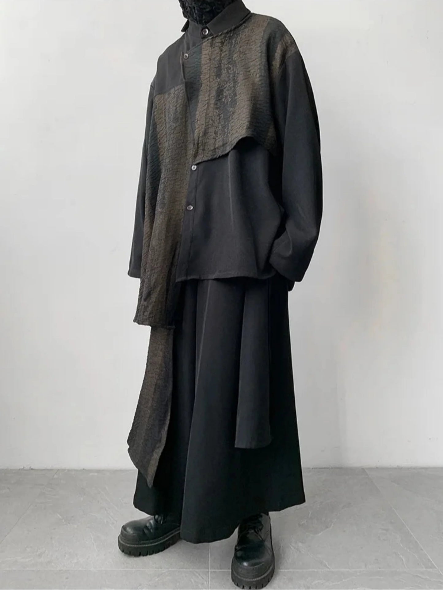 Men's Japanese Luxury Wide-Leg Pants 2-Piece Set