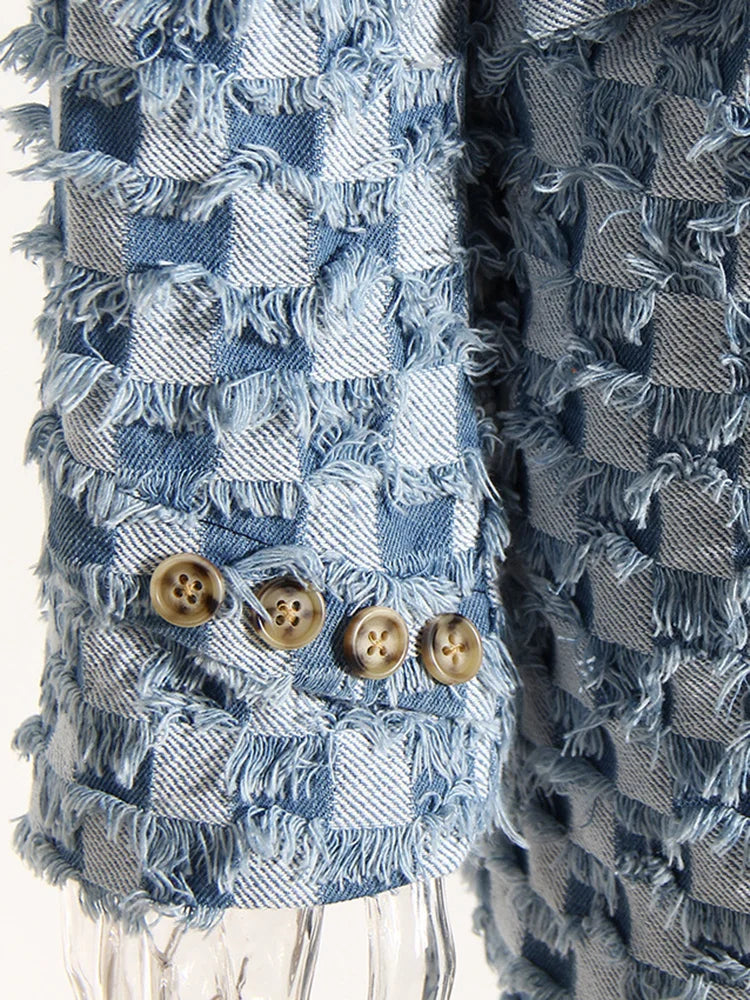 Oversized Distressed Denim Blazer