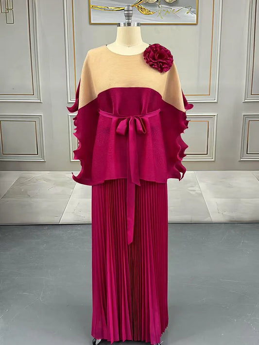 Luxury Pleated Top & Skirt Set