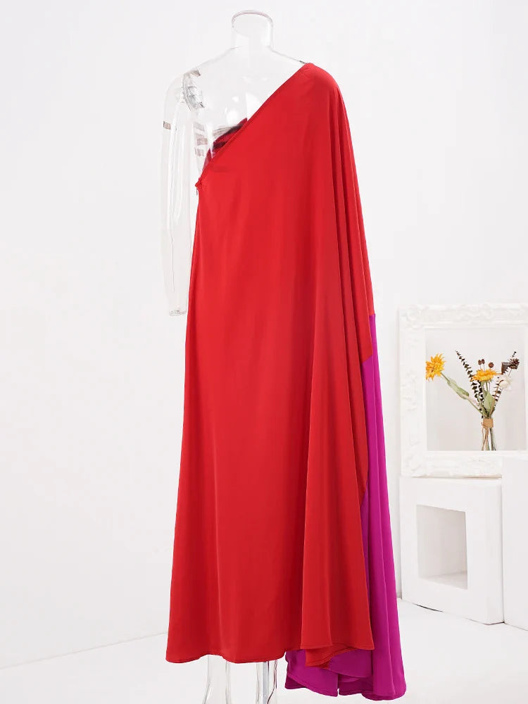 Elegant One-Sleeve Asymmetric Maxi Dress