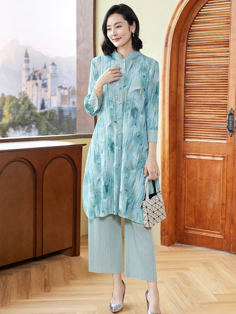 Luxury Draped Fit Pleated Set