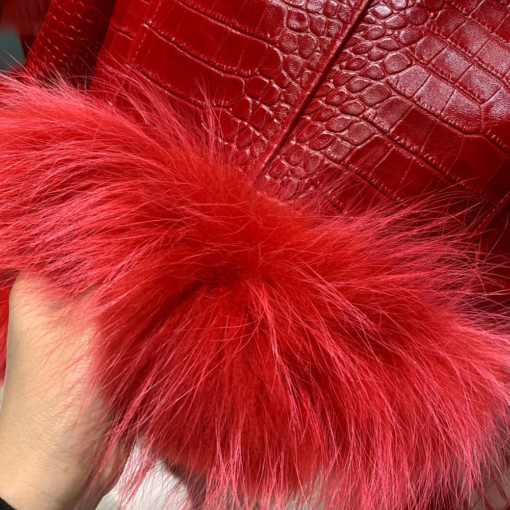 Women's Sheepskin Raccoon Fur Jacket (Custom-Made)