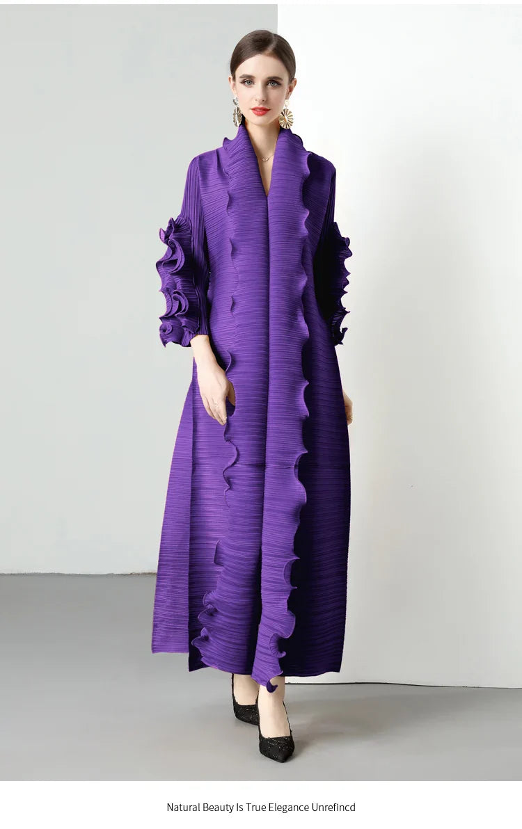 Women's Loose Fit Pleated Long Coat â€?Elegant Outerwear