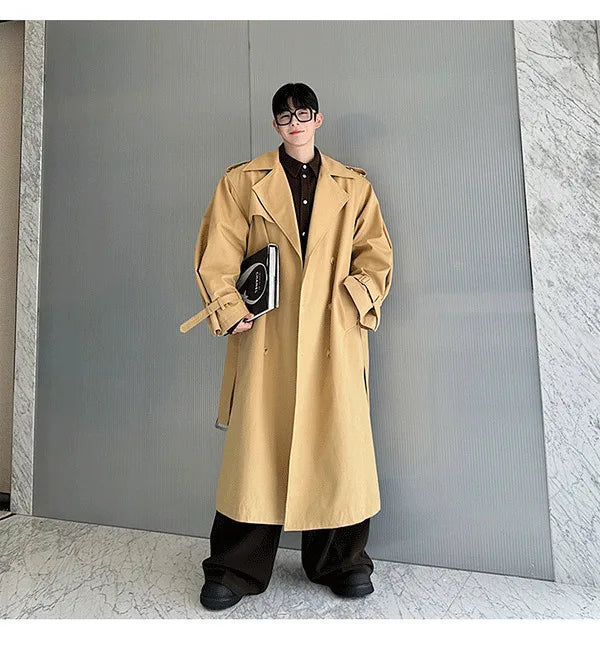 Men's Shoulder Padded Oversized Trench Coat | Luxury Streetwear