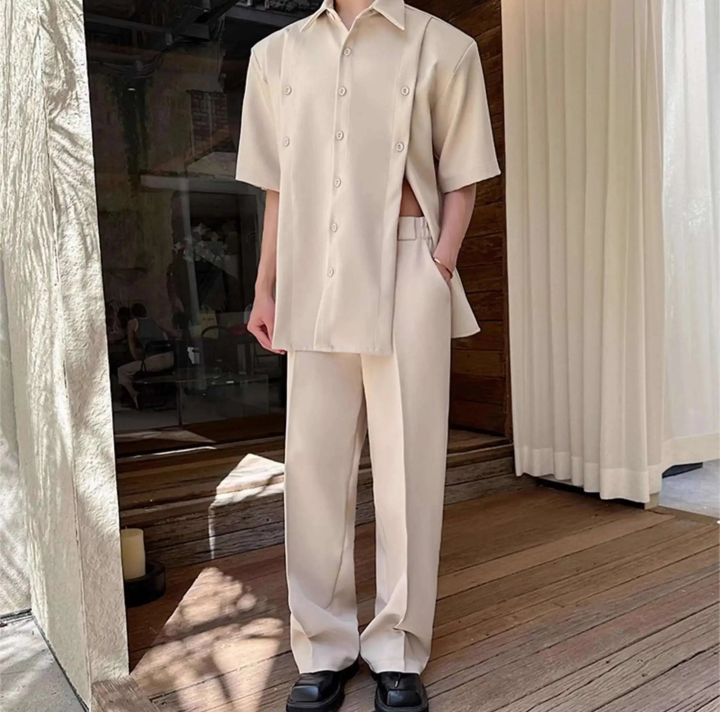 Men's Avant-Garde Short Sleeve Suit Set
