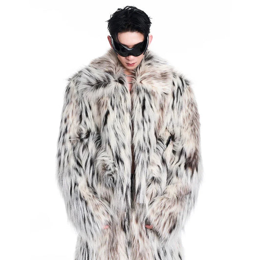 High-End Streetwear Faux Fur Jacket for Men