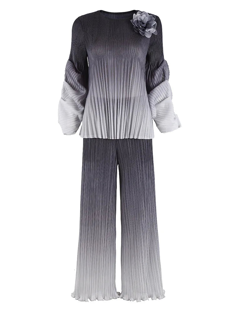 Luxe Japanese Pleated Two-Piece Set