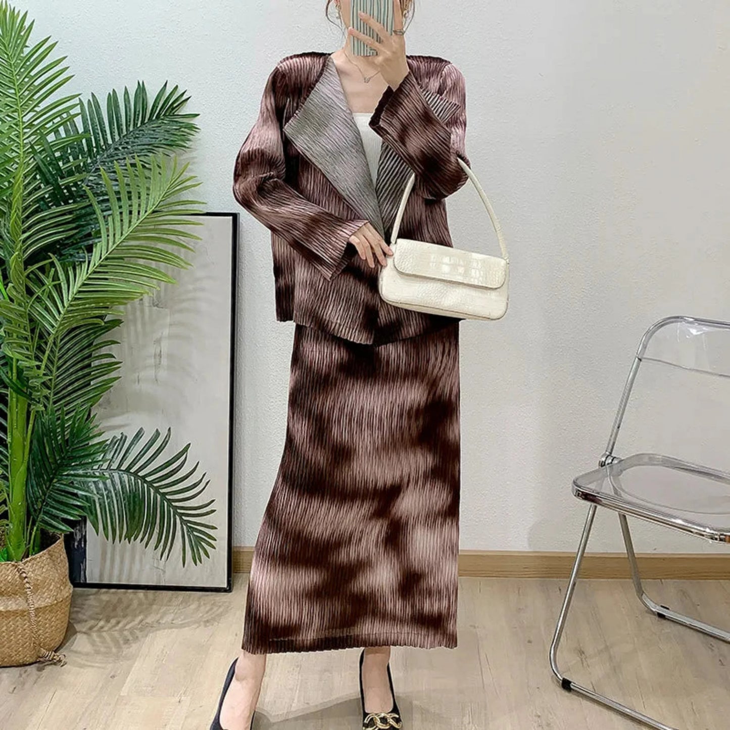 Luxe Pleated Tie-Dye Skirt Set